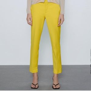 Zara Yellow Green Ankle Pants with Slit